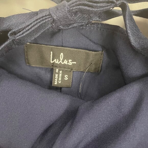 Lulus Womens Sleeveless Sheath Dress Ladder Bow Back Navy Size Small New - Picture 9 of 10
